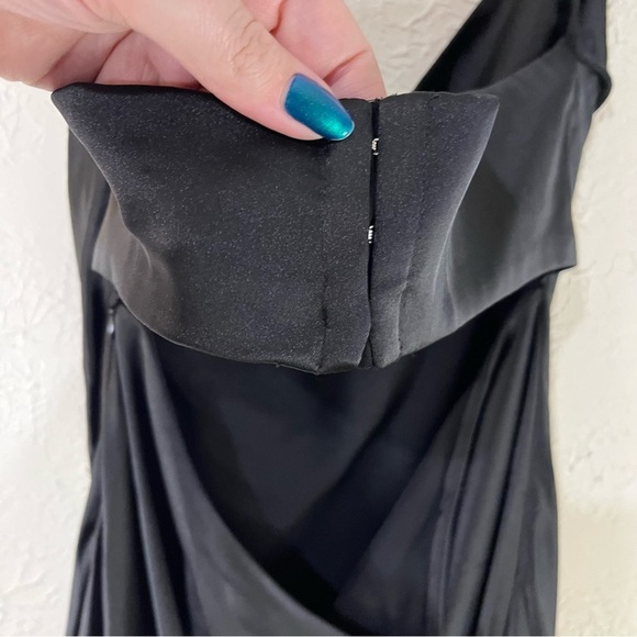 Zara Satin Effect Cut Out Back Midi Dress Black Blogger Favorite Tik Tok Viral - Picture 13 of 16